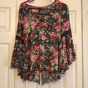 Floral and Gray Blouse